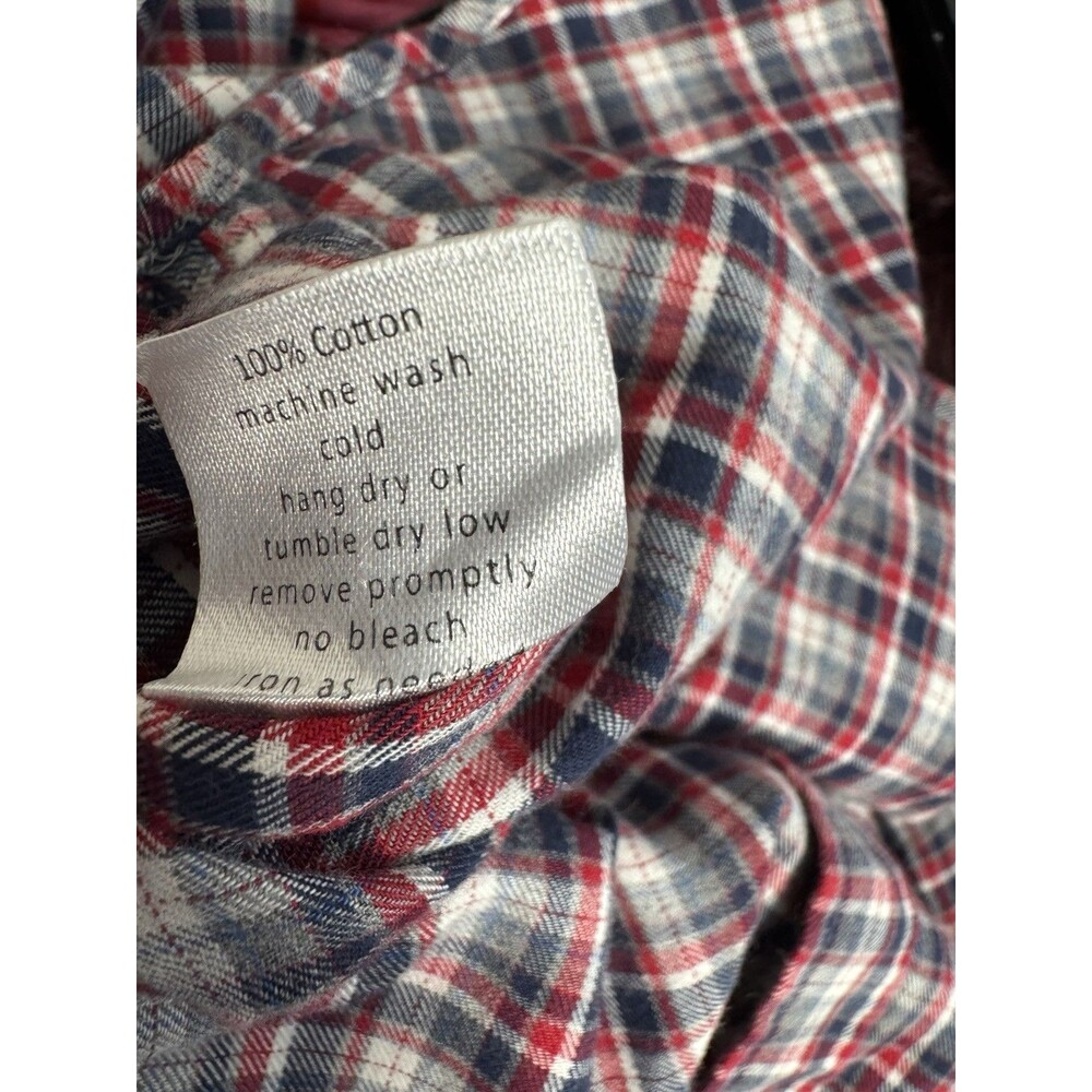 Teddy Stratford Shirt Mens Size 2 Red Blue Gray Check Zipfit Button Down - Picture 8 of 8